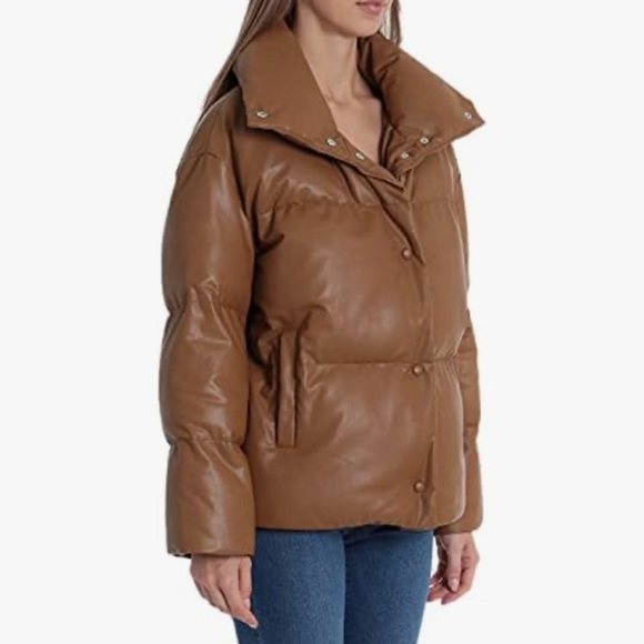 Anthropologie Avec Les Filles Vegan Faux Leather Puffer Jacket - Picture 2 of 13